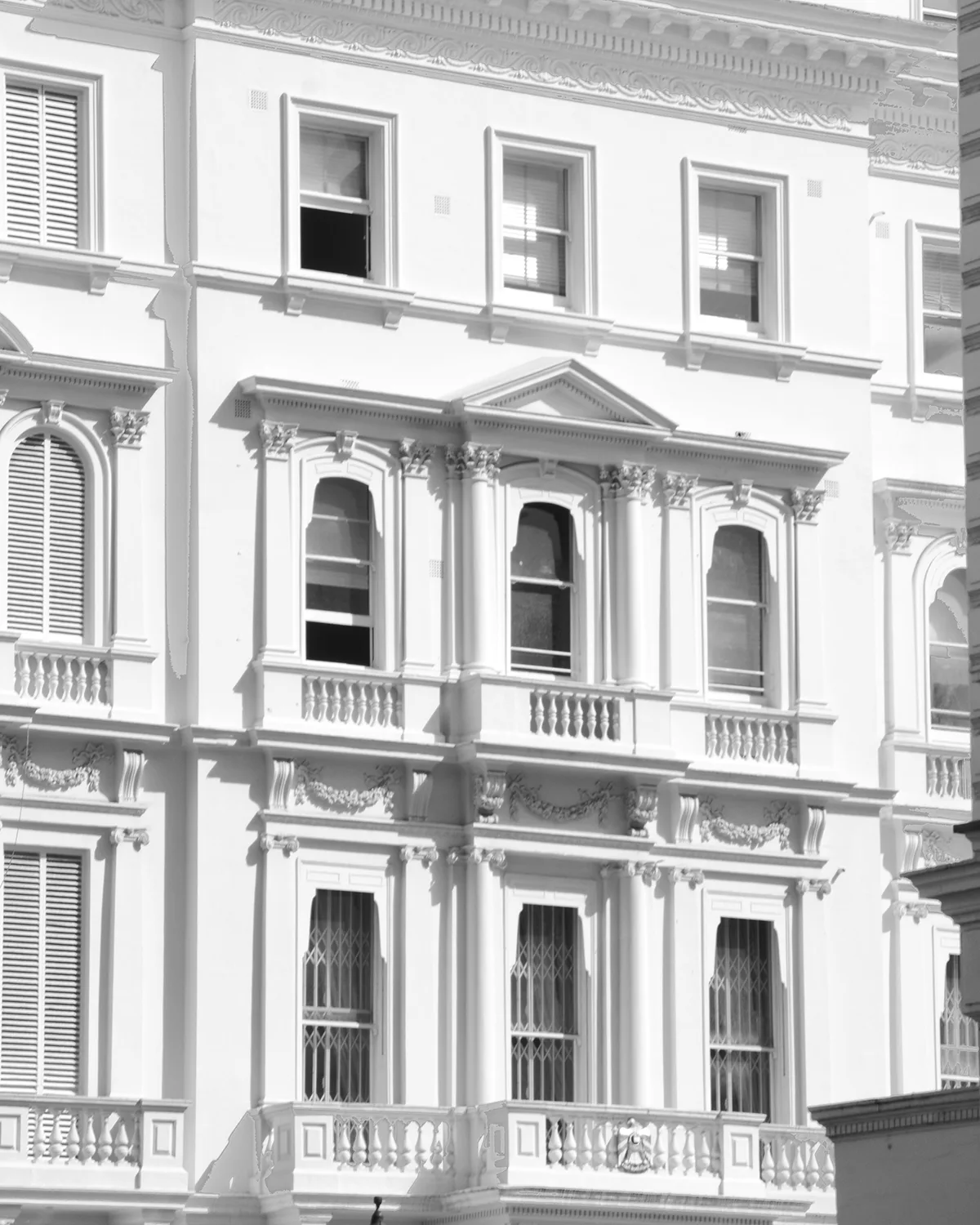 Building facade showing cladding and structural framing detail